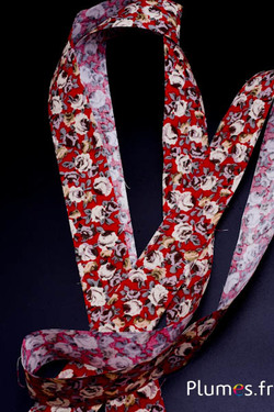 Nastro con motivo floreale - larghezza 40 mm - rosso
